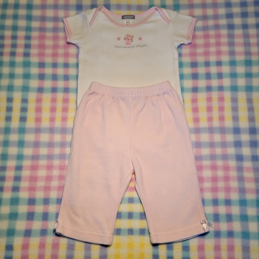 BON BÉBÉ 🌸 Precious Vintage Soft Pink Velvet Elastic Waist Ribbon Pants 3-6M
